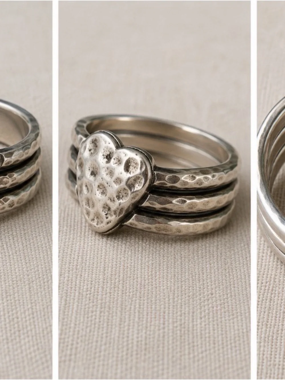 Studio Barse Hammered Heart Stackable Ring - Silver